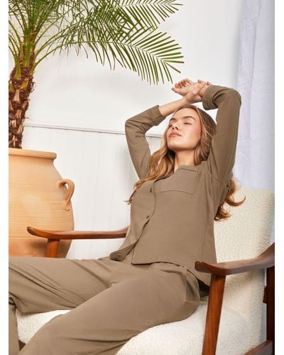 Chelsea Peers Organic Cotton Pyjama Set - Natural