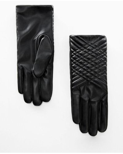 Mango Otta Padded Leather Effect Gloves - Black