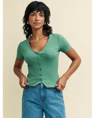 Nobody's Child Miles Button Front Top - Green