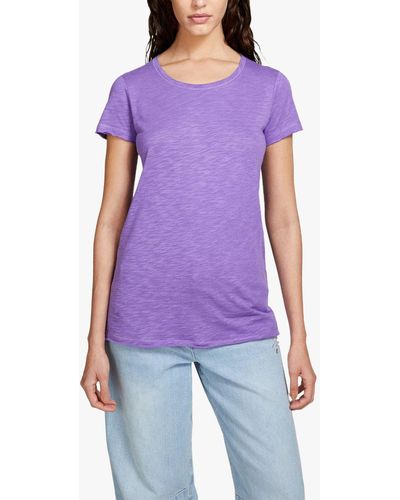 Sisley Crew Neck Short Sleeve Slub T-shirt - Purple