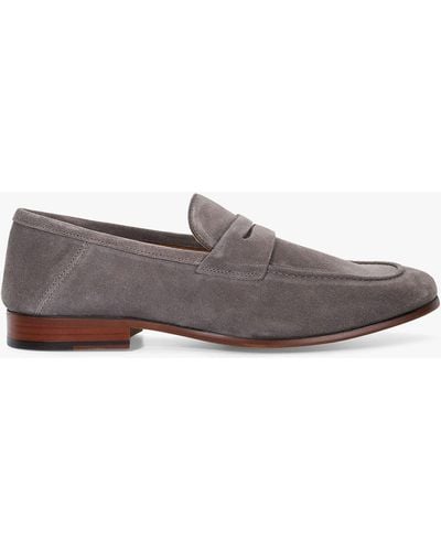 Dune Strategic Suede Crush Back Loafers - Grey