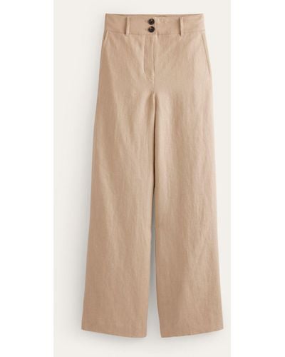 Boden Westbourne Wide Leg Linen Trousers - Natural