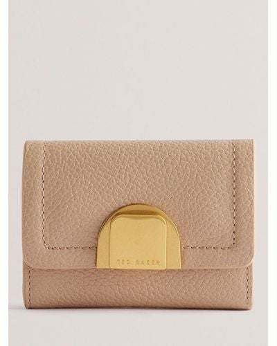 Ted Baker Imperia Lock Detail Fold Over Small Leather Purse - Natural