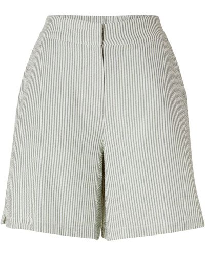 SELECTED Vittoria Stripe Denim Shorts - Grey