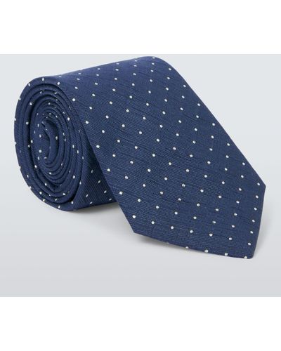 John Lewis Linen And Silk Mini Spot Tie - Blue