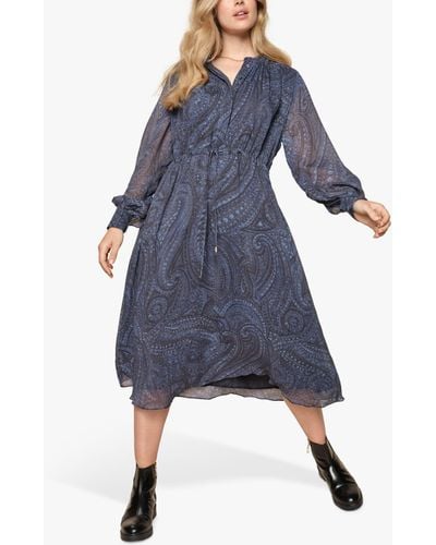 Mos Mosh Hania Vintage Paisley Print Midi Dress - Blue