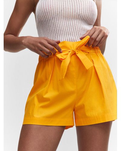 Mango Paper Cotton Blend Shorts - Orange