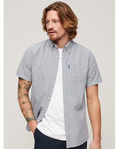 Superdry Oxford Short Sleeve Shirt - Grey