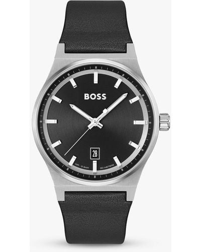 BOSS Boss 1514075 Candor Leather Strap Watch - Black
