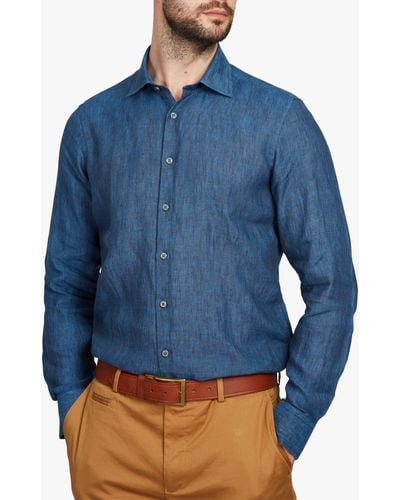 Simon Carter Plain Linen Shirt - Blue