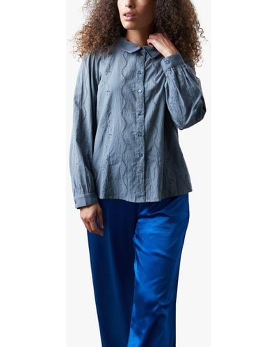 Lolly's Laundry Sisu Cotton Embroidered Shirt - Blue