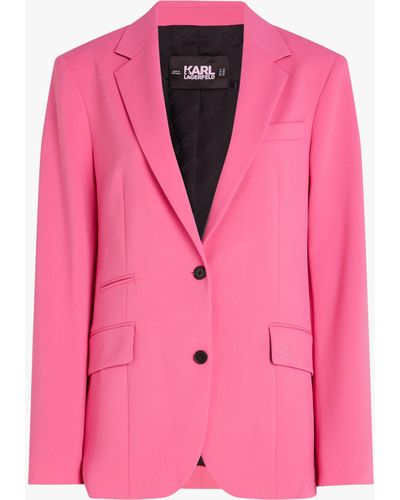 Karl Lagerfeld Solid Mid Blazer - Pink