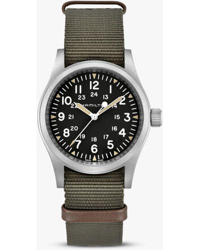 Hamilton H69439931 Khaki Field Mechanical Date Nato Fabric Strap Watch - White