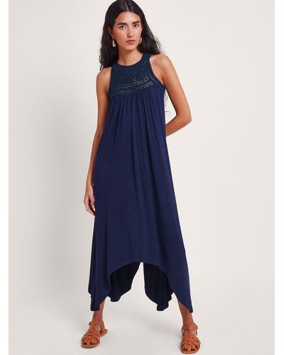 Monsoon Darcy Crochet Dress - Blue