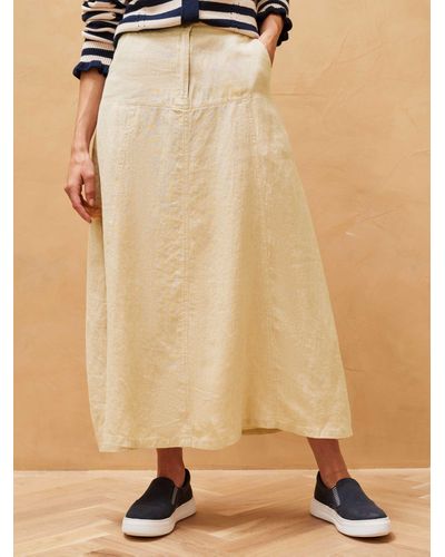 Brora Textured Stripe Linen Maxi Skirt - Natural