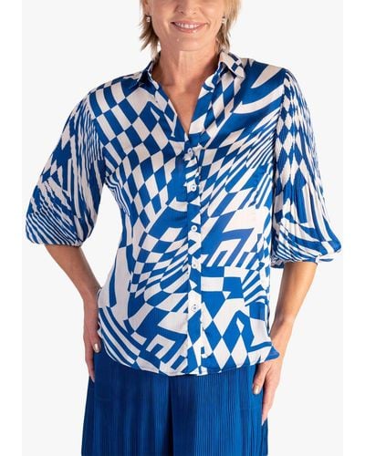 Chesca Abstract Geometric Swirls Shirt - Blue