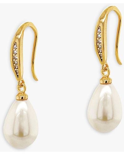 Ivory & Co. Faux Pearl And Crystal Hook Drop Earrings - Metallic