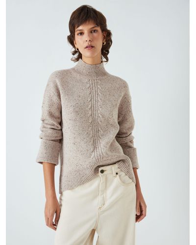 John Lewis Donegal Roll Neck Wool Blend Knit Jumper - Natural