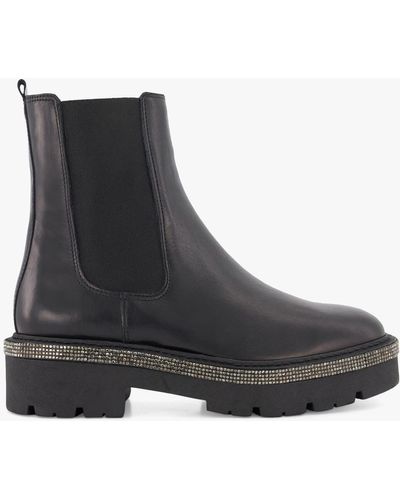 Dune Panics Crystal-embellished Leather Chelsea Boots - Black