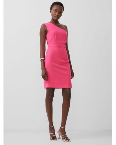 French Connection Whisper One Shoulder Mini Dress - Pink