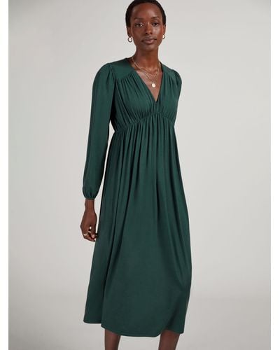 Baukjen Brooke Plain Empire Line Jersey Dress - Green
