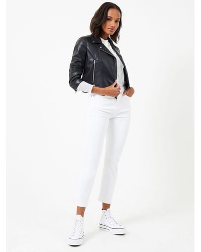 French Connection Etta Faux Leather Biker Jacket - White