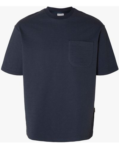 SELECTED Loose Short Sleeve T-shirt - Blue