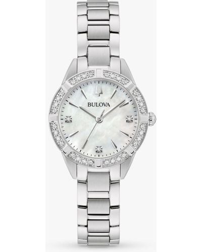 Bulova 96r253 's Classic Sutton Diamond Bracelet Strap Watch - White