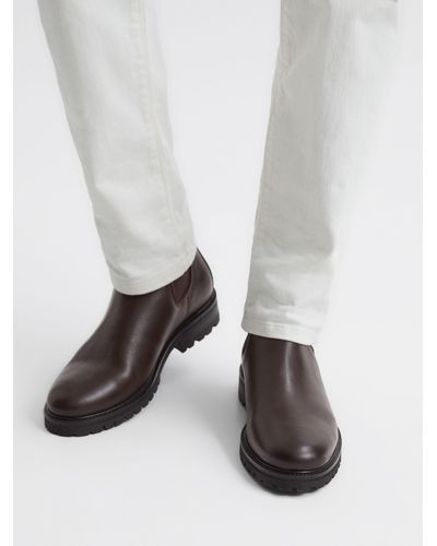Reiss Chiltern Leather Chelsea Boots - White