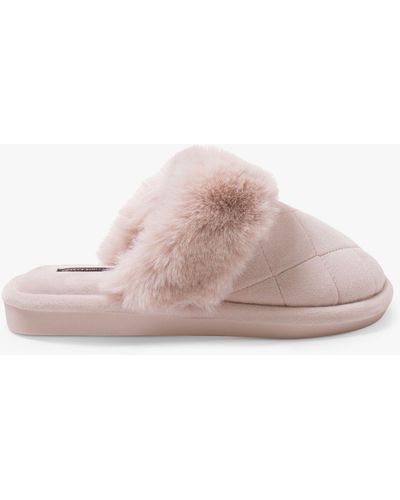 Pretty You London Gigi Quilted Mule Slippers - Pink