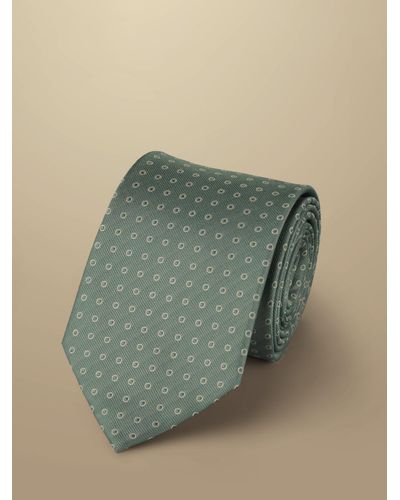 Charles Tyrwhitt Spot Silk Stain Resistant Tie - Green