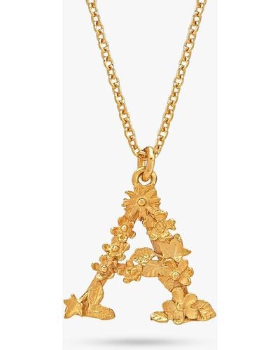 Alex Monroe 22ct Gold Plated Sterling Silver Floral Letter Pendant Necklace - Metallic