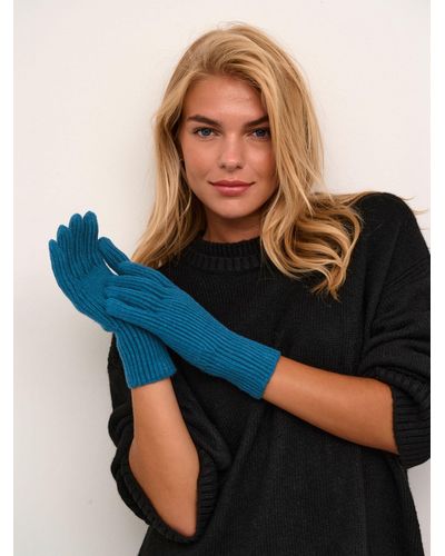 Kaffe Lotte Stretchy Rib Knit Gloves - Blue