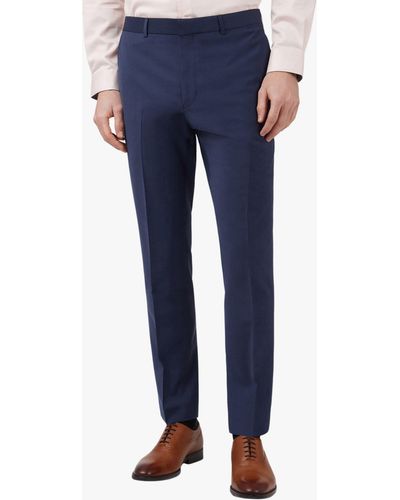 Ted Baker Wool Blend Slim Panama Suit Trousers - Blue