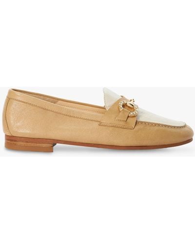 Dune Gemstone Detail Leather Loafers - Natural