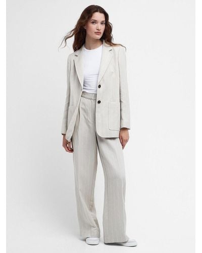 Barbour Celeste Stripe Linen Blend Trousers - White