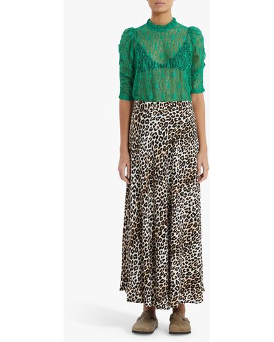 Lolly's Laundry Mio Leopard Print Maxi Skirt - Green