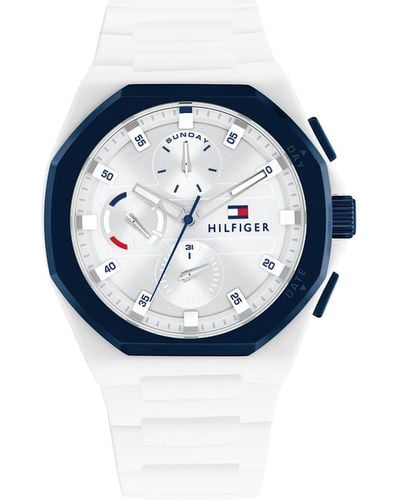 Tommy Hilfiger Octagon Dial Silicone Strap Watch - Blue