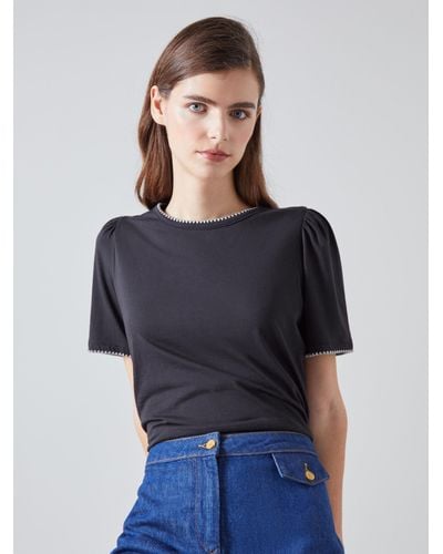 LK Bennett Lizzie Puff Shoulder T-shirt - Blue