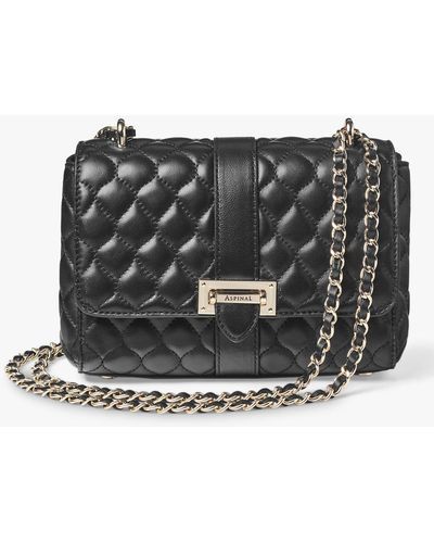 Aspinal of London Lottie Small Smooth Quilted Leather Shoulder Bag - Black