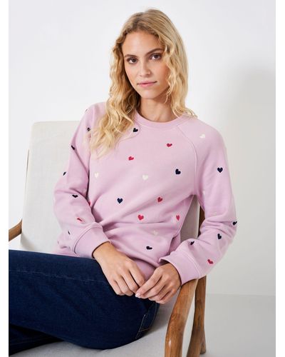 Crew Heart Embroidered Sweatshirt - Pink