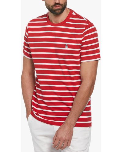 Original Penguin Breton Stripe Short Sleeve T-shirt - Red