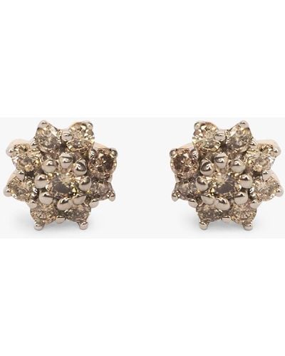 L & T Heirlooms Second Hand 9ct Yellow Gold Diamond Stud Earrings - Metallic
