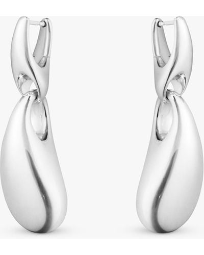 Georg Jensen Sculptural Sterling Silver Drop Earrings - Metallic