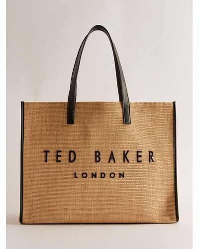 Ted Baker Pallmer Faux Raffia Large Icon Bag - Natural