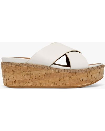 Fitflop Eloise Cross Leather Strap Cork Wedge Mules - Multicolour