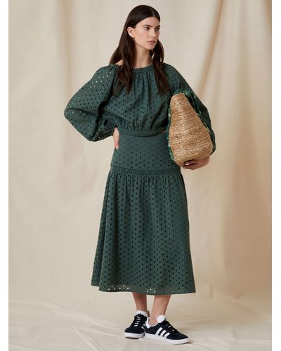 Great Plains Atol Embroidery Midi Skirt - Green
