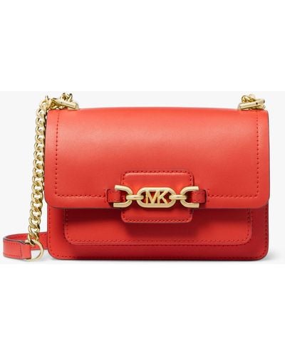 Michael Kors Heather Small Leather Cross Body Bag - Red