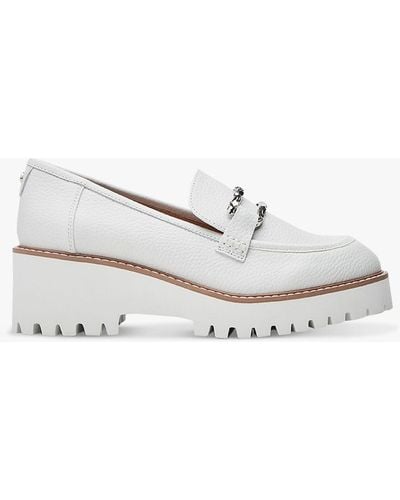 Moda In Pelle Faythe Block Heel Chunky Leather Loafers - White