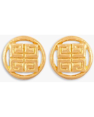 Susan Caplan Vintage Givenchy Logo Round Clip-on Earrings - Natural